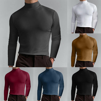 Camiseta slim fit de manga larga para hombre con cuello alto