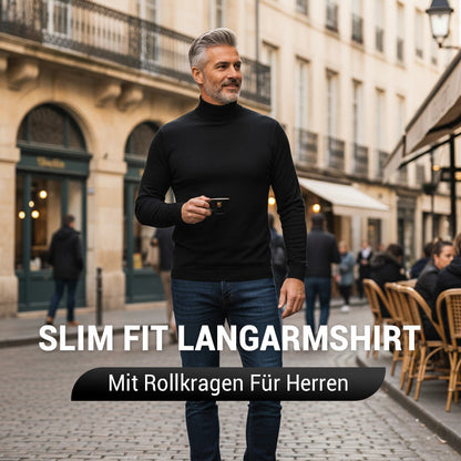 Camiseta slim fit de manga larga para hombre con cuello alto