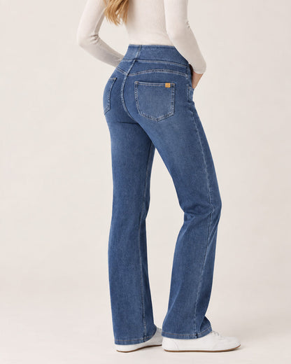 Vaqueros bootcut de talle alto con efecto lavado
