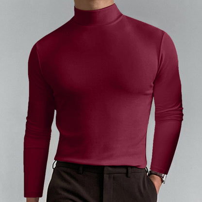 Camiseta slim fit de manga larga para hombre con cuello alto