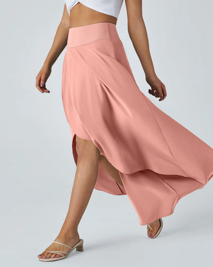 High Waist High and Low Ruffles Two-In-One Elegant Quick-Drying Casual Irregular Beach Holiday Long Skirt