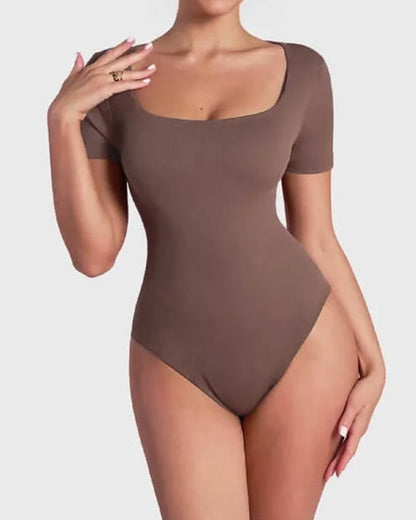 Women's Tummy-Control Seamless Shaping Short-Sleeved Bodysuit