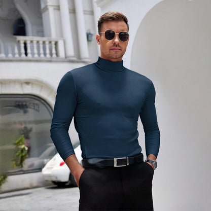Camiseta slim fit de manga larga para hombre con cuello alto