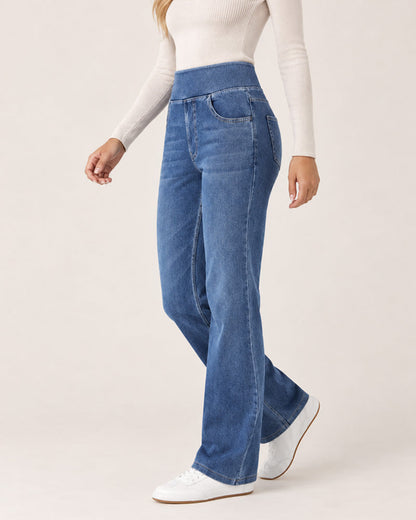 Vaqueros bootcut de talle alto con efecto lavado