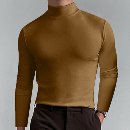 Camiseta slim fit de manga larga para hombre con cuello alto