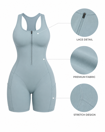 Body moldeador con cremallera delantera y bolsillos