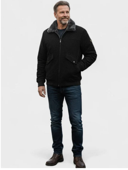 CHAQUETA BOMBER CON CUELLO DE FELPA SINTÉTICA