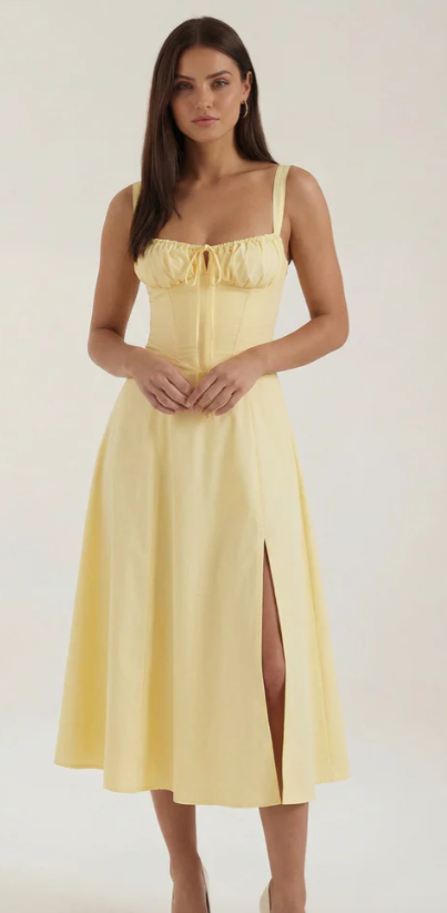 Vestido Midi de Corte Corset