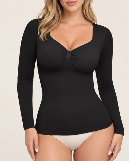 Camiseta de cuello en V con soporte de pecho