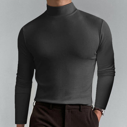 Camiseta slim fit de manga larga para hombre con cuello alto