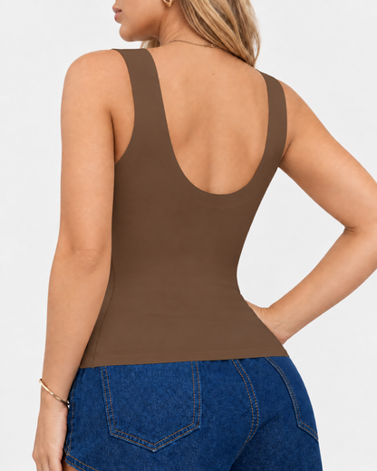 Camiseta de mujer tipo faja, escote en U