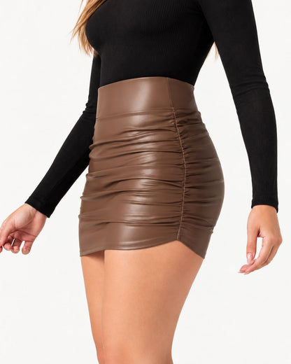 Minifalda de talle alto con control de abdomen y forro de felpa