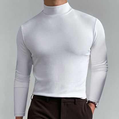 Camiseta slim fit de manga larga para hombre con cuello alto