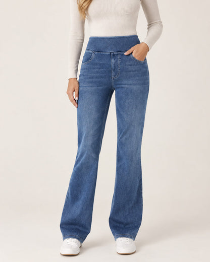 Vaqueros bootcut de talle alto con efecto lavado