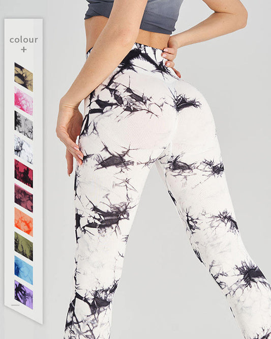 Leggings sin costuras con estampado tie-dye y tiro alto