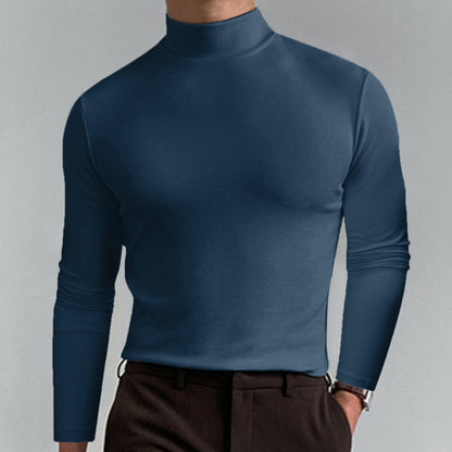 Camiseta slim fit de manga larga para hombre con cuello alto