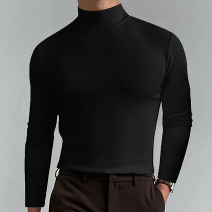 Camiseta slim fit de manga larga para hombre con cuello alto