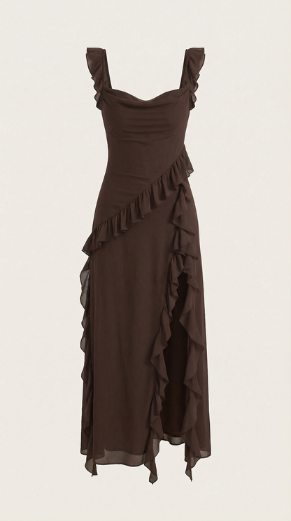 Vestido Largo con Volantes