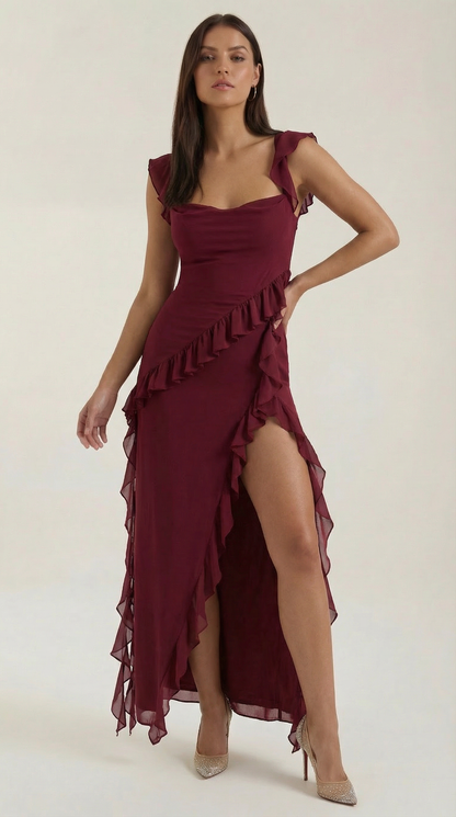 Vestido Largo con Volantes
