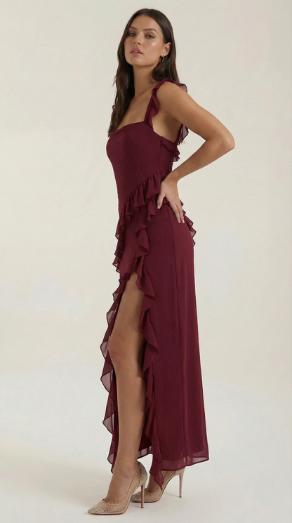 Vestido Largo con Volantes