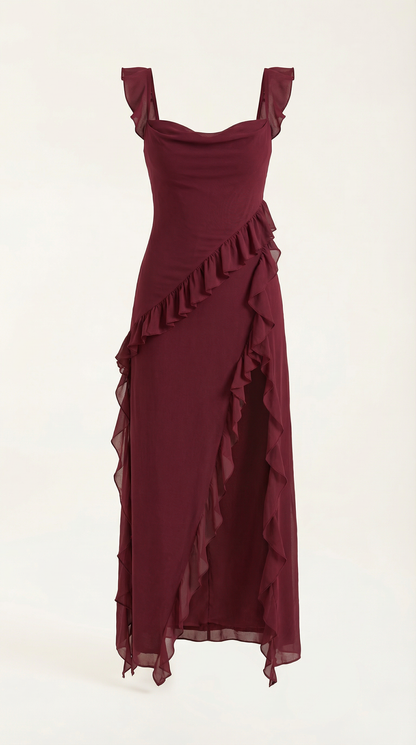 Vestido Largo con Volantes