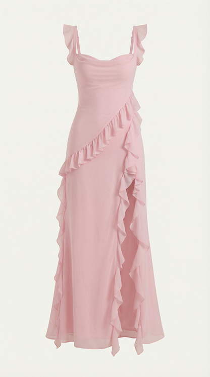 Vestido Largo con Volantes
