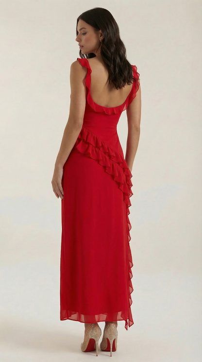 Vestido Largo con Volantes